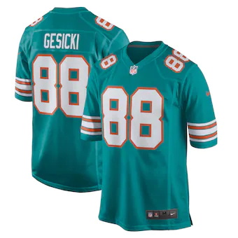 mens nike mike gesicki aqua miami dolphins alternate game j